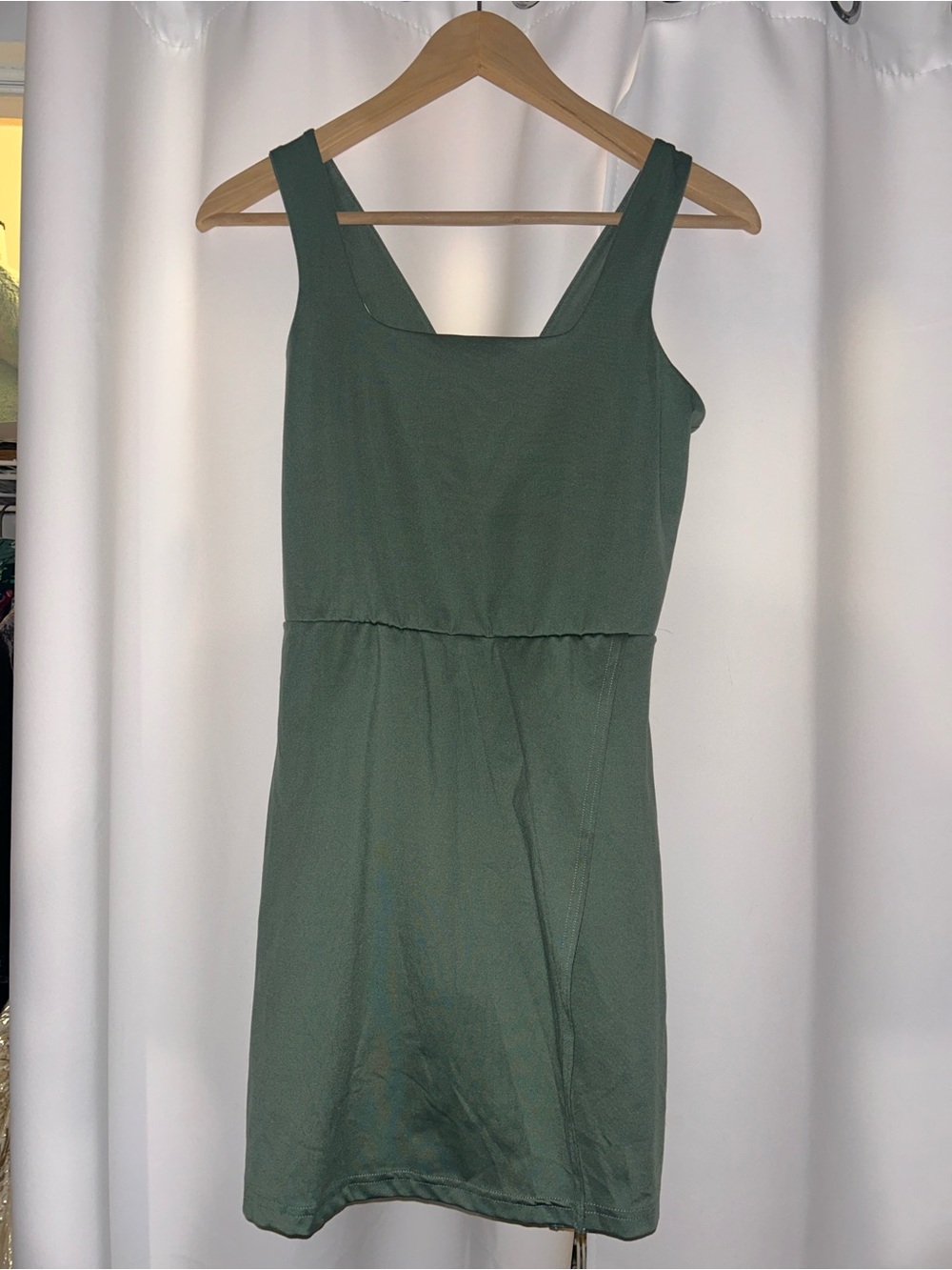 Women's Olive Green Square Neck athletic Dress